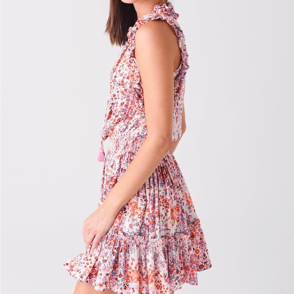 Poupette St Barth Triny Mini Dress in Pink Murrina Ruffle Size XS - Picture 3 of 7